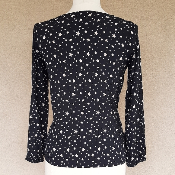 Forever 21 Women's Black Top with White Stars - Picture 4 of 9